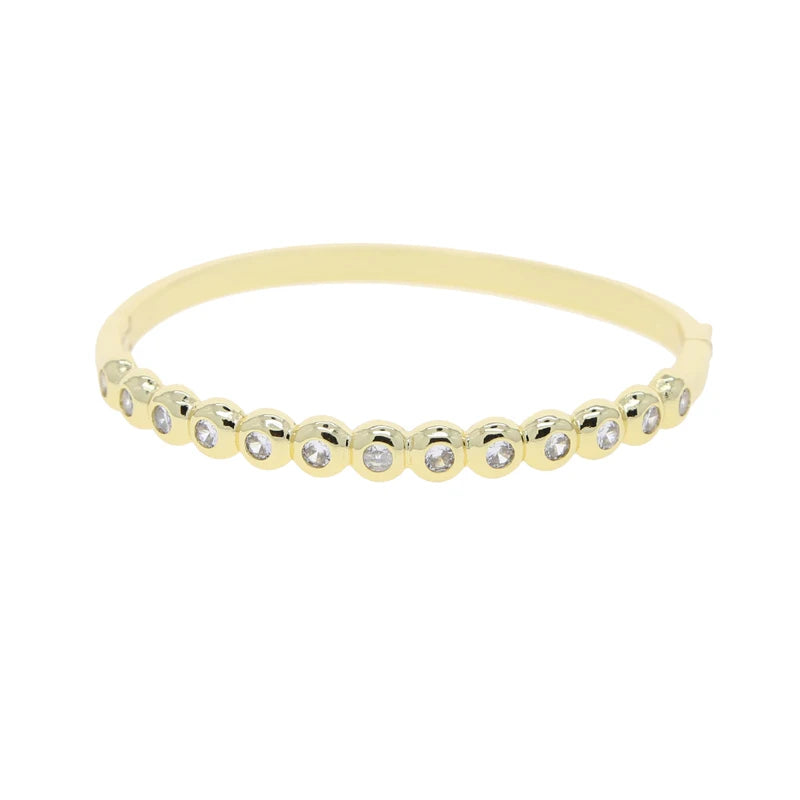 New Arried Geometric Fashion Women Jewelry Set Gold Color Round Ball Bezel Set CZ Bracelet Bangle Rings