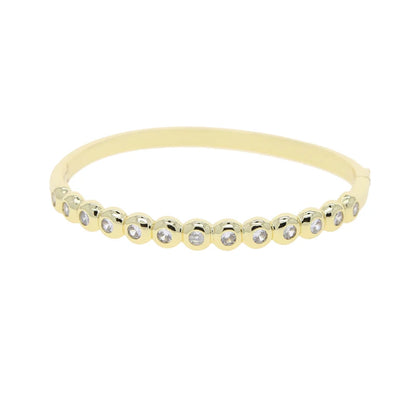 New Arried Geometric Fashion Women Jewelry Set Gold Color Round Ball Bezel Set CZ Bracelet Bangle Rings