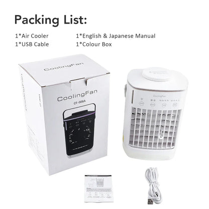Air Conditioner Portable Desktop Air Cooler Fan with LED Night Light & Humidifier, Mini Mist Cooling Fan for Office Home