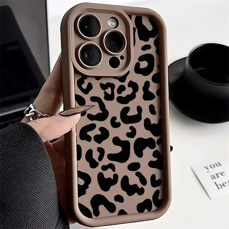 Leopard Print Phone Case For iPhone 13 Case iPhone 11 12 15 14 Pro Max X XR XS MAX 7 8 Plus SE Shockproof Silicone Soft Cover