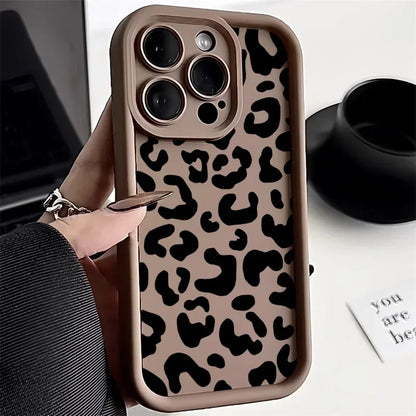 Leopard Print Phone Case For iPhone 13 Case iPhone 11 12 15 14 Pro Max X XR XS MAX 7 8 Plus SE Shockproof Silicone Soft Cover