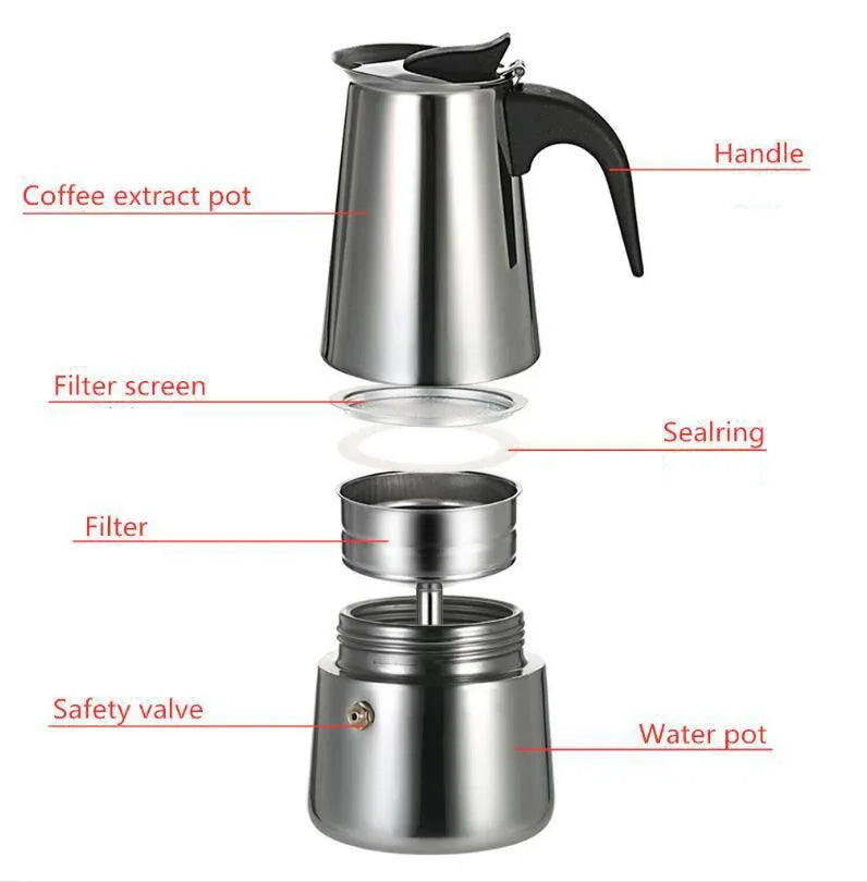 Electric Coffee Pot 1PC Coffee Maker Quick Convenient Electric Oven Coffee Maker Home Office Stainless Steel