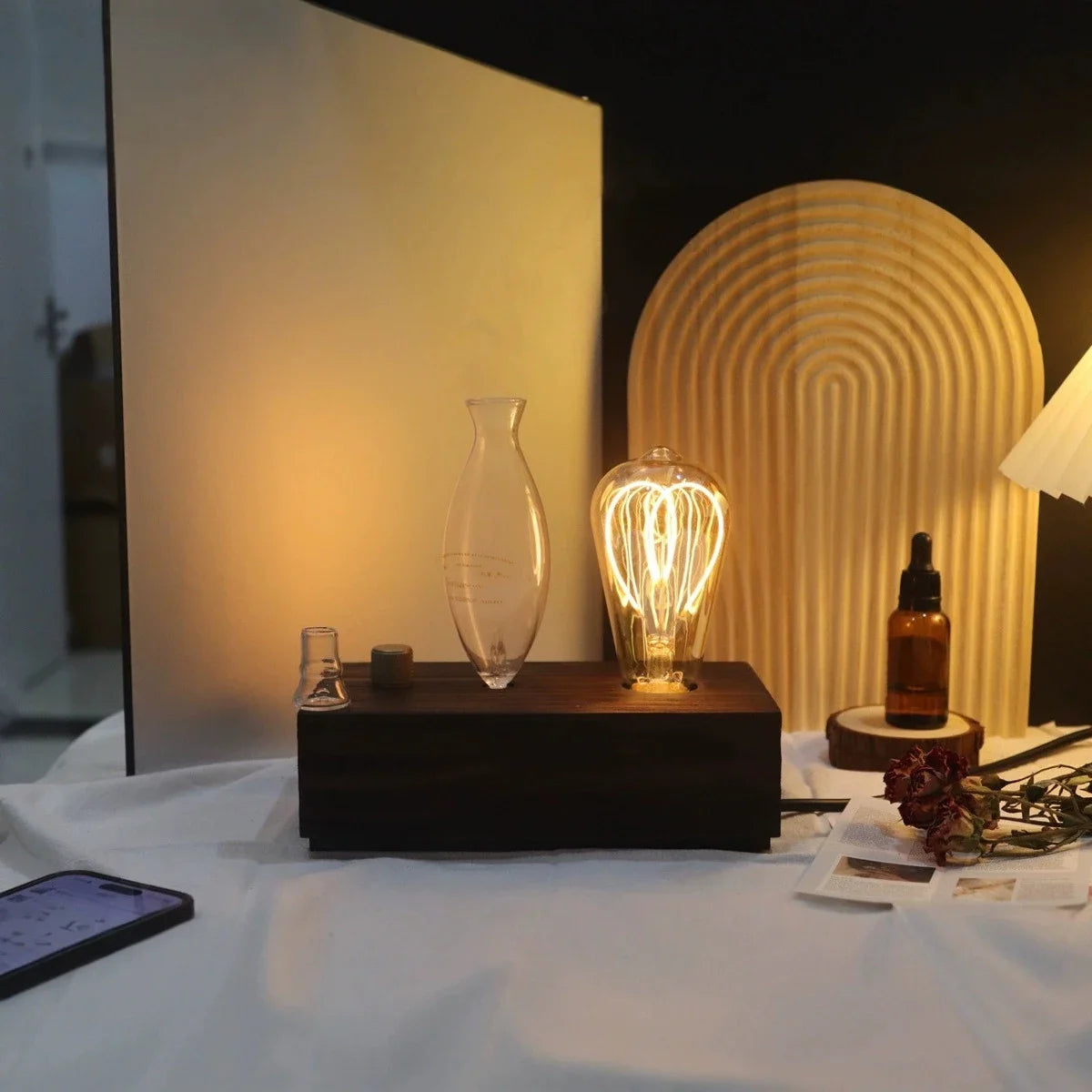 Aroma Diffuser Vintage Tungsten Filament Lamp Aromatherapy Machine Humidifier Lighting Sandalwood Pure Essential Oil Diffuser