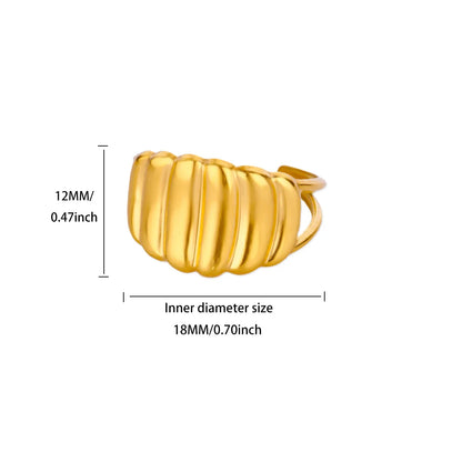 Gold Color Stainless Steel Delicate Flower Rings for Women Fashionable Elegant Versatile Wide Finger Ring Daily wear Jewelry