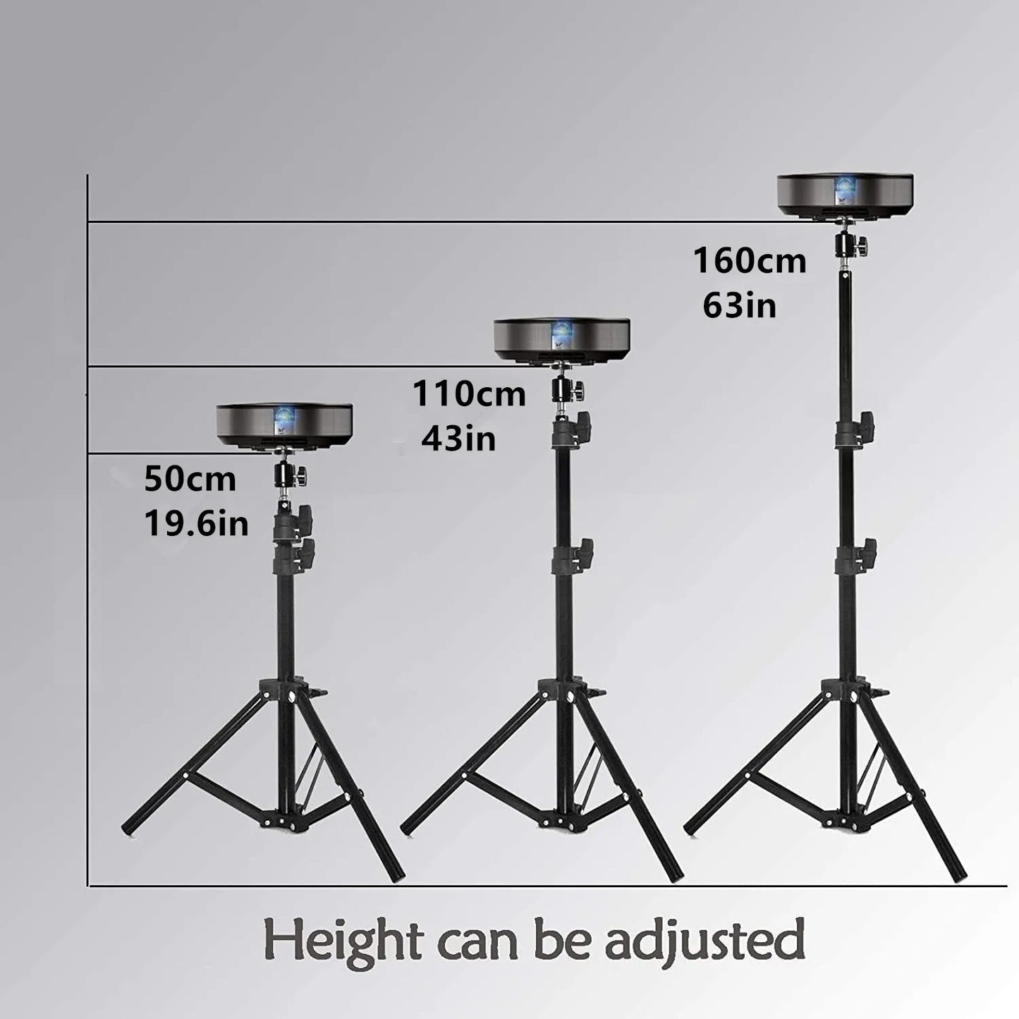 Xiaohui 50cm-160cm Universal Portable Bracket for HY300 Mini Projector Tripod Stand Mount Max load-bearing 3.3 pounds