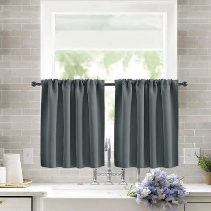 Pure Color Short Tier Curtains for Small Window Treatment Durable Short Blackout Curtain Washable Half Window Curtains