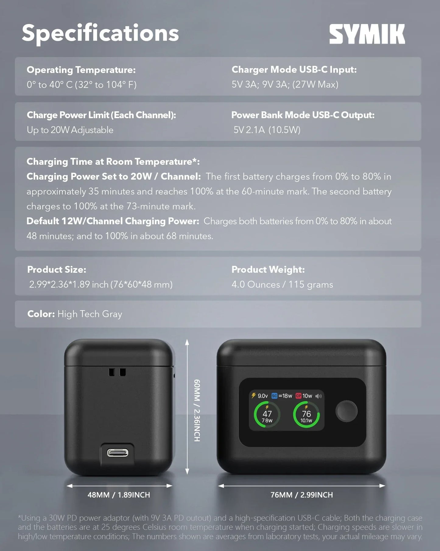 Battery Charger for Insta360 X5 Accessories, 27W Dual Fast Charging Case w/LCD Display, Intelligent Two Way Charger Hub