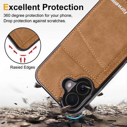 Business Flip Leather Case for iPhone 16 17 Air 16E 15 14 13 12 11 Pro Max Plus Mini Built-in Magnetic Wallet Card Phone Cover