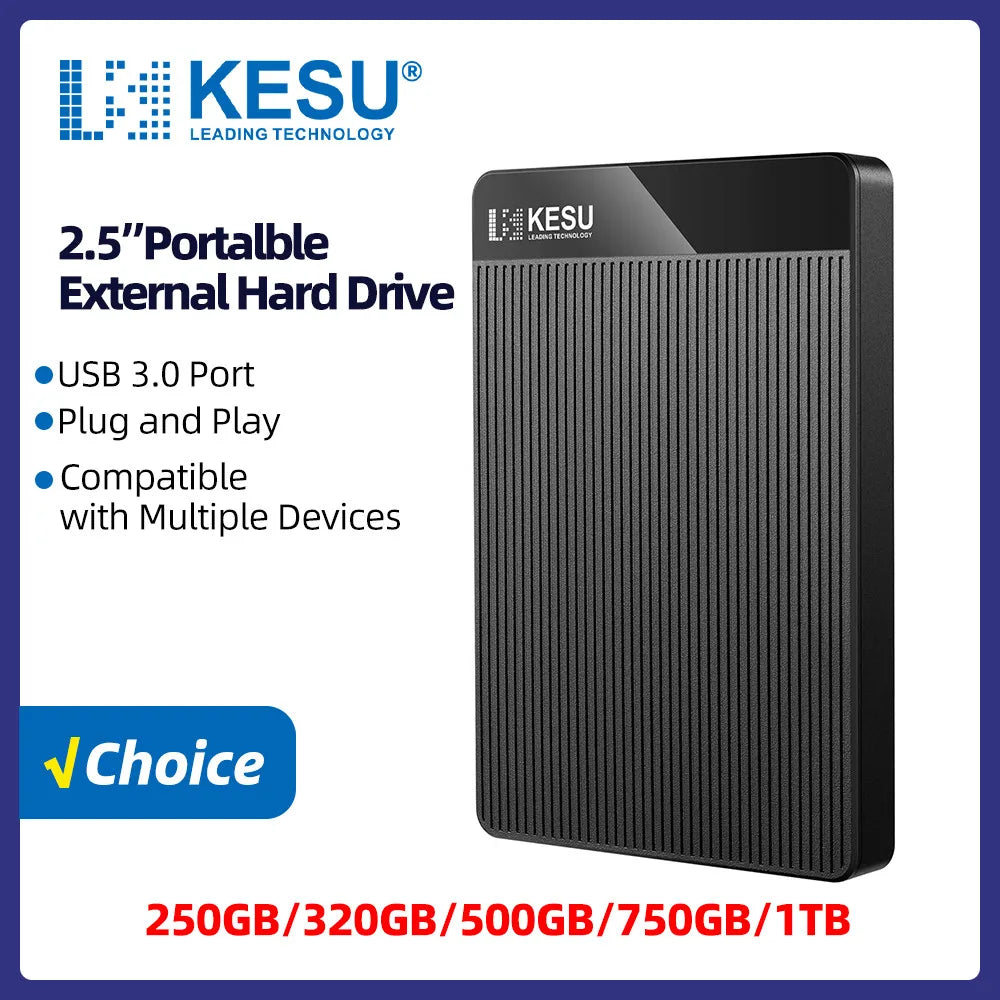 KESU External Hard Drive USB3.0 Portable 250gb/500gb/1tb/2tb High-Speed Storage Device for PC/Laptop, File Backup & Data Storage