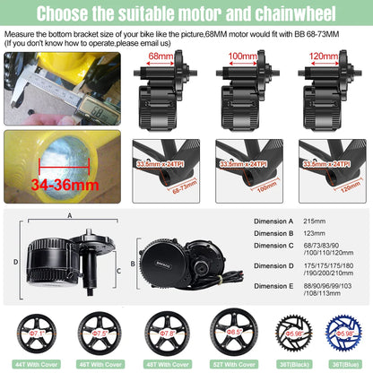 BAFANG Mid Drive Motor 1000W 750W 500W 250W 350W Electric Bike Conversion Kit BBSHD BBS02B BBS01B M615 M325 M215 Ebike Kits