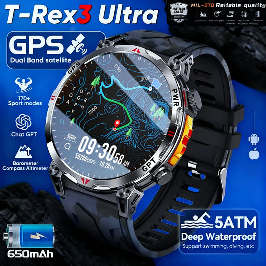 2025 New Professional GPS Sports Smart Watch Outdoor RIDE Run GPS track Swim Watchs Compass Altimeter 5ATM Sports Bracelets Men