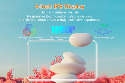 Famue BF12 4-inch 1080P MP4 Player, Android 10, Wi-Fi Bluetooth, YouTube Instagram Spotify Amazon Music Play Store Download
