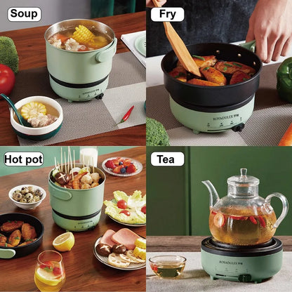 1.7L Folding Electric Cooker 3 Gear Adjustment Non-stick Electric Frying Pan Travel Hot Pot Dormitory Multi-function Pot 220V