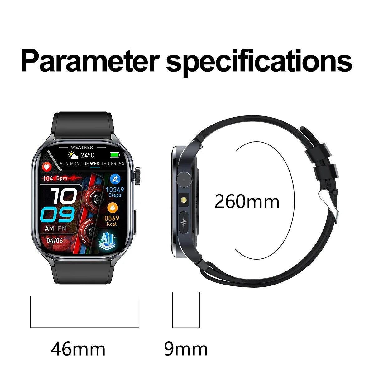 New Uric Acid Blood Lipids AI-GPT ECG Smartwatch Micro Physical Examination Body Analysis Men BT Call LED Flashlight Smartwatch