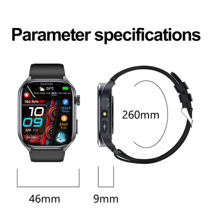 New Uric Acid Blood Lipids AI-GPT ECG Smartwatch Micro Physical Examination Body Analysis Men BT Call LED Flashlight Smartwatch