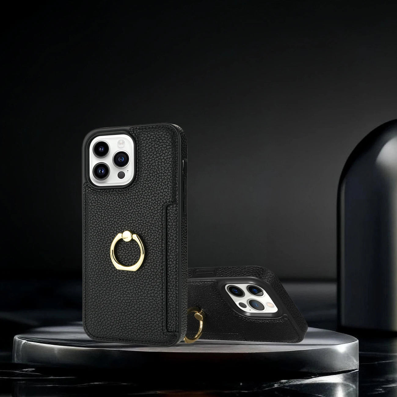Leather Wallet Phone Case for iPhone Air 17 16 15 14 13 12 11 Pro Max XS XR X 7 8 Plus Ring Holder Card Solt Litchi Stand Cover