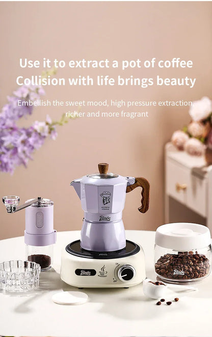 Double Valve Moka Pot Coffee Mocha Pot Set Espresso Moka Pot Electric Stove Heated Brewed Coffee Pot Italian Barista Tools 220v