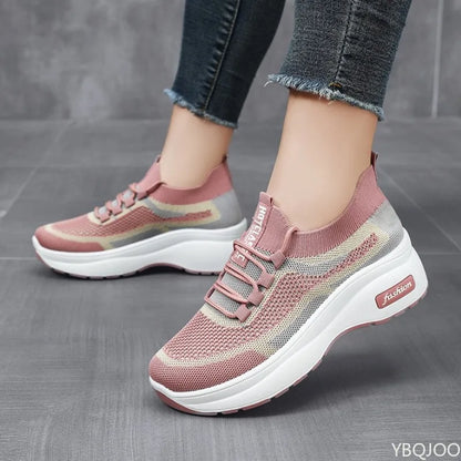 Spring Autumn New Women breathable Thick Bottom women sneakers Casual Comfortable Shoes Lace up Fashionable Versatile shoes