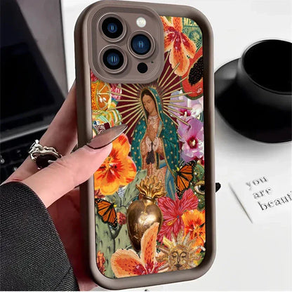 Mexican Our Lady of Guadalupe Case for iPhone 17 Air 16 E 15 14 Plus 13 12 Mini 11 Pro Max Shockproof Silicone Dustproof Cover