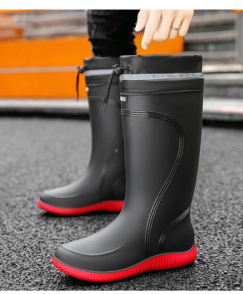 Rain shoes men's waterproof rainproof boots four season soft soles non-slip comfort outdoor work water shoes male's water boots