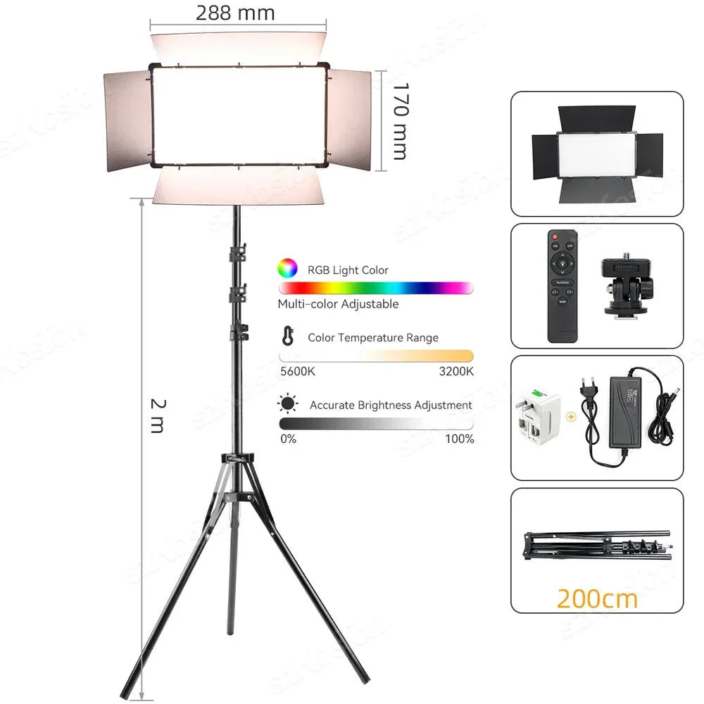 RGB Photography Video LED Fill Light Panel Photo Studio Lamp Kit For Video Recording Shoot Youtube Tiktok Live Streaming Lamp