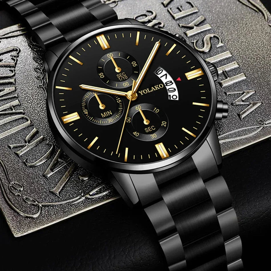 Luxury Men Stainless Steel Watch Calendar Quartz Wristwatch Business Watches Man Clock Relogio Masculino