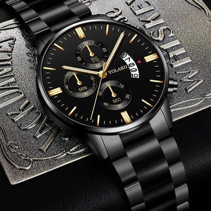 Luxury Men Stainless Steel Watch Calendar Quartz Wristwatch Business Watches Man Clock Relogio Masculino