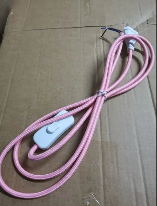 2m AC 220-250V EU Power Cord with Switch Fabric Covered Electrical Power Cable For DIY Table Lamp Cord