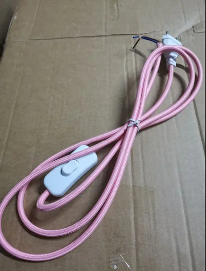 2m AC 220-250V EU Power Cord with Switch Fabric Covered Electrical Power Cable For DIY Table Lamp Cord