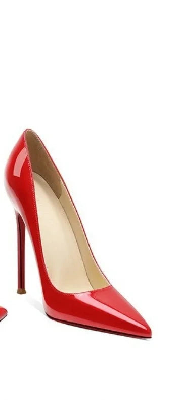 High Heels Women's Stiletto Patent Leather Internet Celebrity Pointed Large Size Small Size Professional Shoes