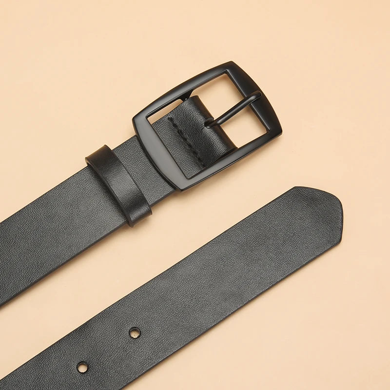 New Luxury Belt for Men PU Leather Belt Metal Pin Buckle High Quality Famous Brand Designer Waist Strap Belt for Jeans Plus Size
