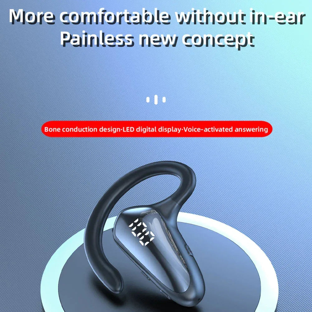 Single Wireless Bluetooth Headset Digital Display Air conduction Concept Right Ear Headphone Business Ear-mounted Earphones