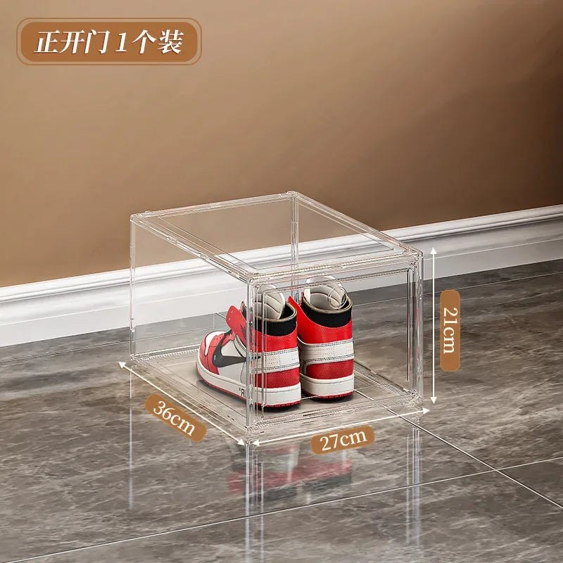 Shoe box, hard box, magnetic suction, front side opening storage, transparent acrylic bag, hand-held storage box, shoe cabinet