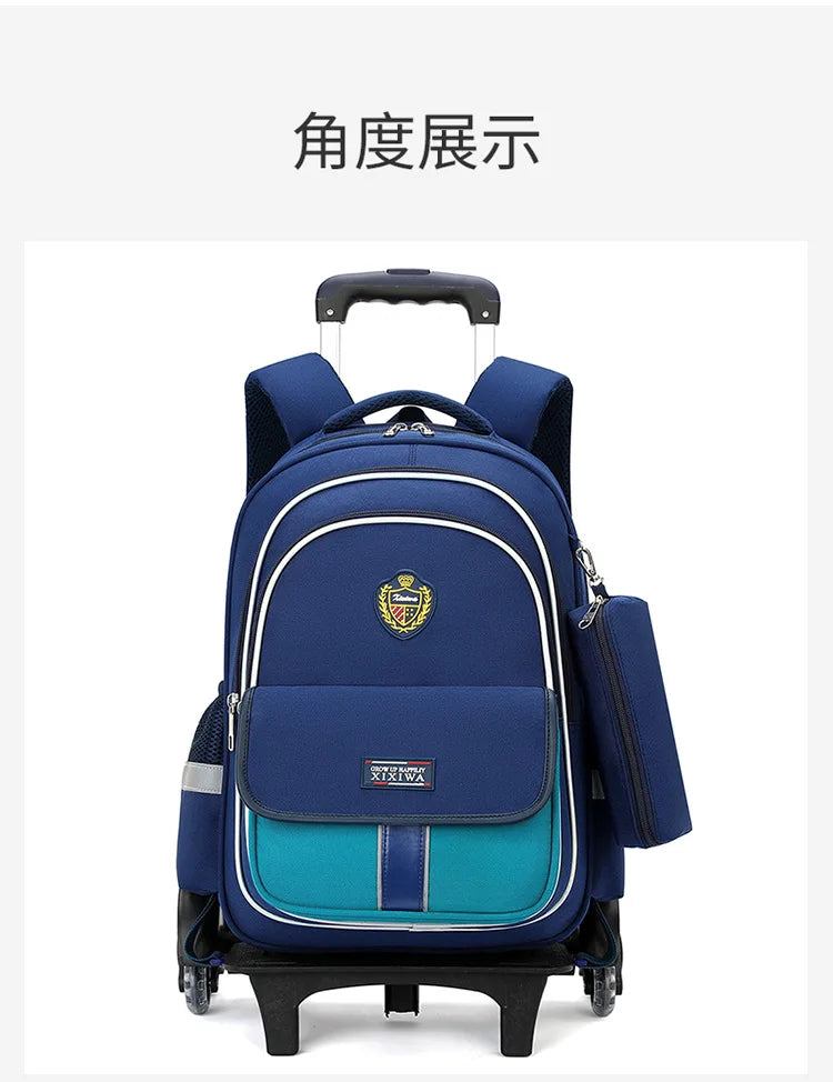 School Bag Kids Rolling Backpack for Boy Girls Wheeled Backpacks With Wheels Trolley Bookbag Carry on Luggage with Shoulder Bags