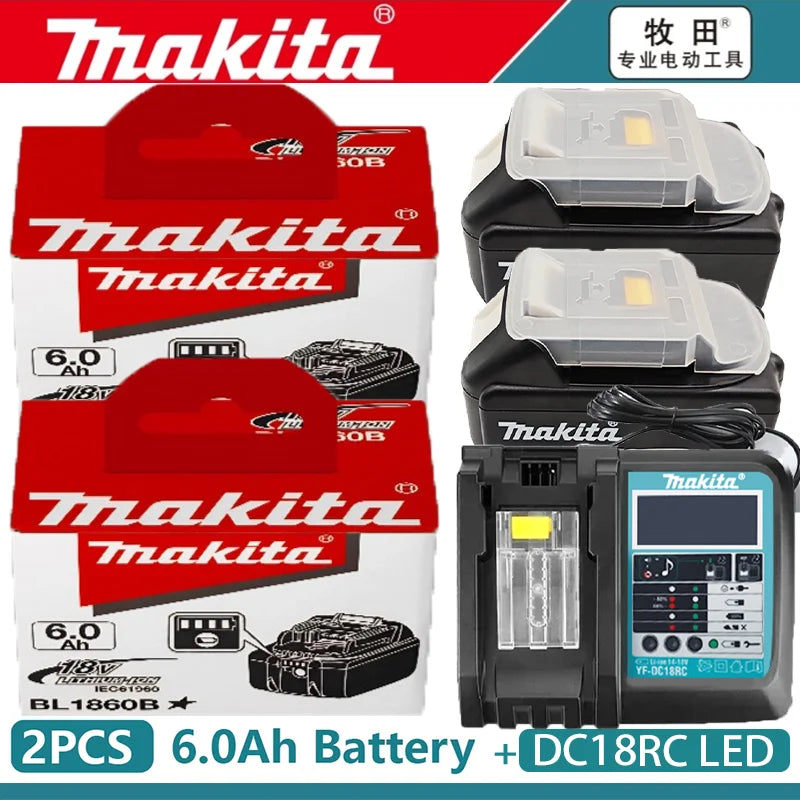 Genuine Makita 6.0Ah for Makita 18V Battery BL1830B BL1850B BL1850 BL1840 B0L1815 Replacement Lithium Battery DC18RC Chargers