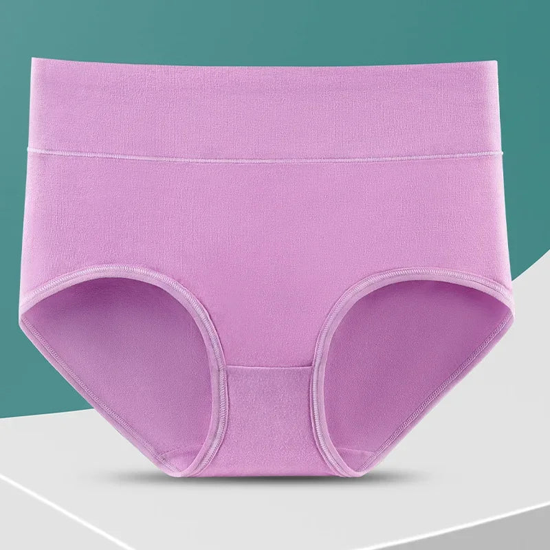 3Pcs Plus Size Women's Cotton Underwear High Waisted Tummy Control Panties Full Coverage Briefs Jacquard Ladies Panty L-5XL