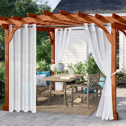 1 Pcs Outdoor Waterproof Sheer Curtain Translucent Bedroom Indoor Blackout Curtain Porch Pergola Patio Pavilion Terrace Curtains