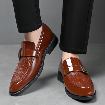 Men's Fashionable British Style Leather Shoes Slip-On Loafers Comfortable Anti-Slip Formal Derby Shoes-HT187