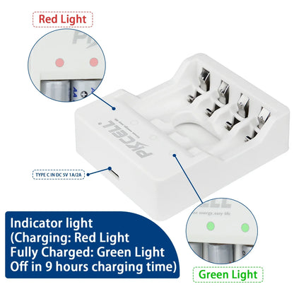 PKCELL 4PC 1.6V 900mWh Ni-Zn AAA Rechargeable Battery AAA batteries pack with NiZn Charger for NIZN AA/AAA Battery