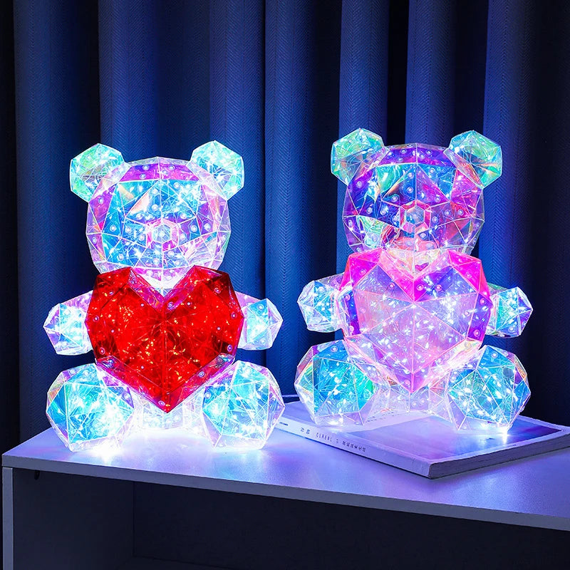 Glowing Bear 30CM Magic Luminous Bear with Bag Valentine's Day Gift Home Livingroom Desktop Decor Girl Grilfriend Creative Gift