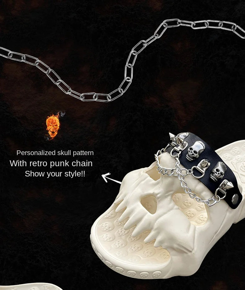 Skull Slides Sandals for Men Women Non-Slip Sport Cloud Slippers on Comfy Beach Halloween Skull Slides Home Thick Soft Shoes