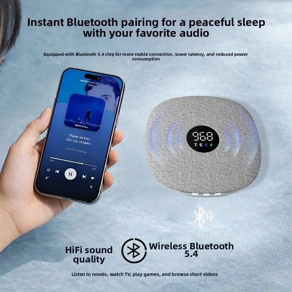 Bluetooth 5.4 Under Pillow Bluetooth Speaker Sleep Aid Bone Conduction Sound Machine TF Card Support Ultra-Thin