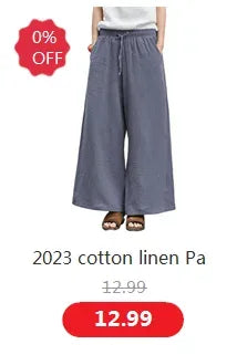 2024 Spring Women' Fashion comfortable cotton linen pants Plus size Women pleated Autumn pants with pockets 5XL 6XL pantalones