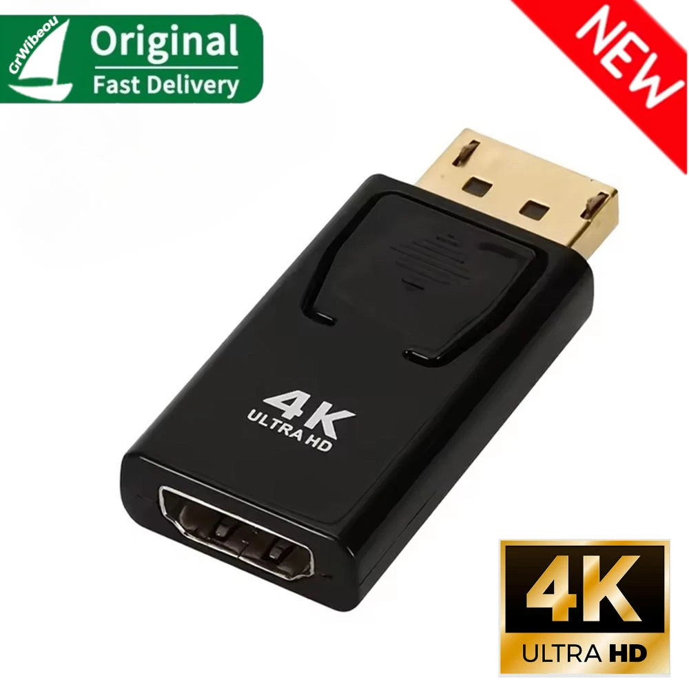 HD 4K DisplayPort To HDMI-compatible Adapter Converter DP Male To Female HDMI-compatible HDTV Adapter Video Audio PC Laptop