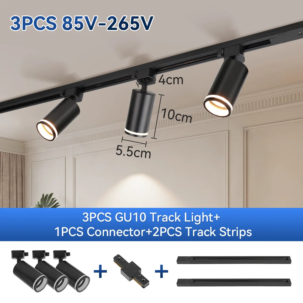 Led Track Light GU10 Spotlight 110V 220V Track Pendant Indoor for Home Decor Kitchen Bedroom Ceiling Lamp Fixture Track Lighting
