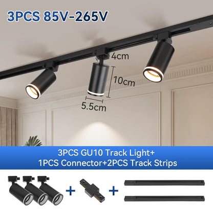 Led Track Light GU10 Spotlight 110V 220V Track Pendant Indoor for Home Decor Kitchen Bedroom Ceiling Lamp Fixture Track Lighting