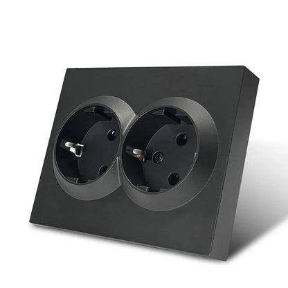 Black 250V With Ground Paint Plastic Plugs Socket AC EU Standard Flame Retardant Electrical Outlets Classic Wall Embedded Socket