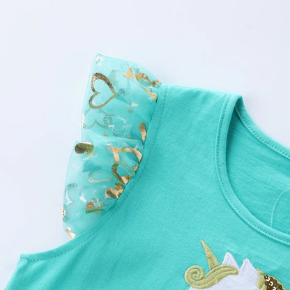 Girls' Unicorn Dress: Children's Spring/Summer New Sleeveless Embroidered Party Dress SH1696