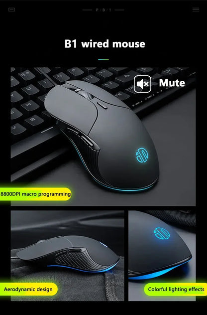 INPHIC B2 USB Wired Mouse Silent Office Gaming Mouse for PC and Laptops