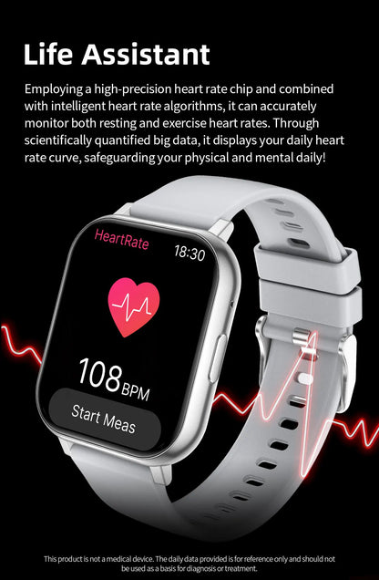 LIGE 2026 New Health Monitor 1.83" HD Screen Fitness SmartWatch Call Reminder Bluetooth Call Waterproof Smart watch Men Women